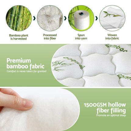 Giselle Bedding 1500GSM Pillowtop Mattress Topper Bamboo Mattress Pad for Back Pain Relief Washable 11cm Thick Bed Cover with 45cm Deep Pocket Double 6