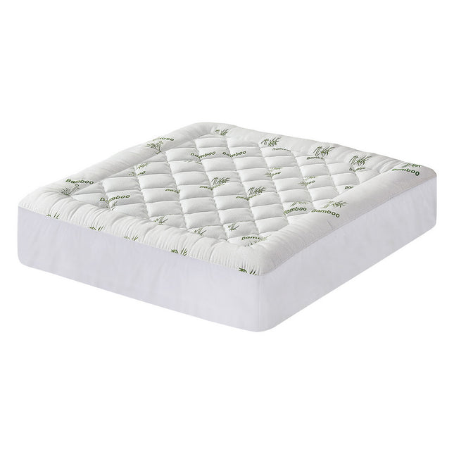 Giselle Bedding 5cm Pillowtop Mattress Topper 1000GSM Thick Soft Bamboo Cooling Pad for Back Pain Relief & Guest Bed, Washable Overfilled Cover with 45cm Deep Pocket King