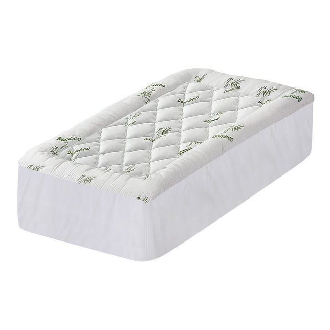 Giselle Bedding 5cm Pillowtop Mattress Topper 1000GSM Thick Soft Bamboo Cooling Pad for Back Pain Relief & Guest Bed, Washable Overfilled Cover with 45cm Deep Pocket Single
