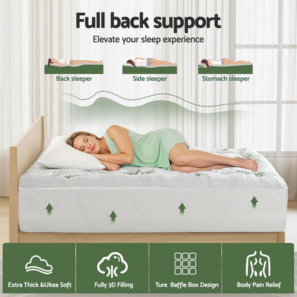 Giselle Bedding 5cm Pillowtop Mattress Topper 1000GSM Thick Soft Bamboo Cooling Pad for Back Pain Relief & Guest Bed, Washable Overfilled Cover with 45cm Deep Pocket Single 4