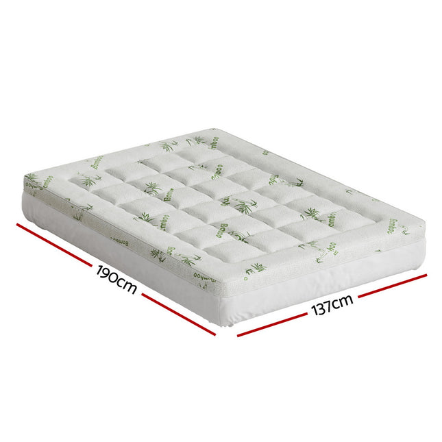 Giselle Bedding Pillowtop Mattress Topper 7.5cm Thick Bamboo Pad for Back Pain Relief Washable Skin-friendly Bed Protector with 45cm Deep Pocket Double 2