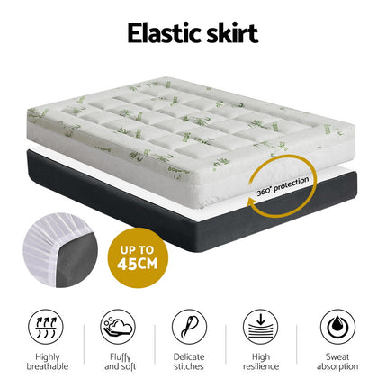 Giselle Bedding Pillowtop Mattress Topper 7.5cm Thick Bamboo Pad for Back Pain Relief Washable Skin-friendly Bed Protector with 45cm Deep Pocket Double 6