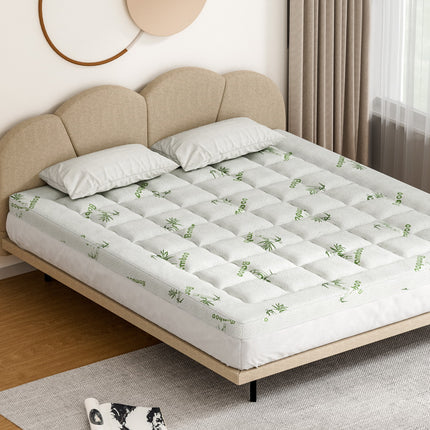 Giselle Bedding Pillowtop Mattress Topper 7.5cm Thick Bamboo Pad for Back Pain Relief Washable Skin-friendly Bed Protector with 45cm Deep Pocket King 5