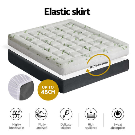 Giselle Bedding Pillowtop Mattress Topper 7.5cm Thick Bamboo Pad for Back Pain Relief Washable Skin-friendly Bed Protector with 45cm Deep Pocket King 6