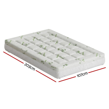 Giselle Bedding Pillowtop Mattress Topper 7.5cm Thick Bamboo Pad for Back Pain Relief Washable Skin-friendly Bed Protector with 45cm Deep Pocket King Single 2