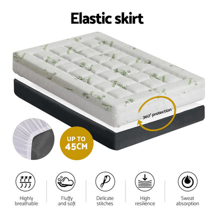 Giselle Bedding Pillowtop Mattress Topper 7.5cm Thick Bamboo Pad for Back Pain Relief Washable Skin-friendly Bed Protector with 45cm Deep Pocket King Single 5