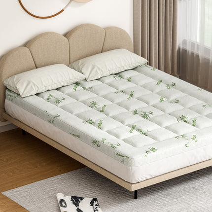 Giselle Bedding Pillowtop Mattress Topper 7.5cm Thick Bamboo Pad for Back Pain Relief Washable Skin-friendly Bed Protector with 45cm Deep Pocket Queen 5