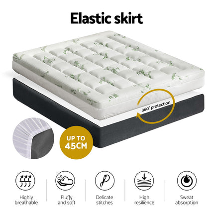Giselle Bedding Pillowtop Mattress Topper 7.5cm Thick Bamboo Pad for Back Pain Relief Washable Skin-friendly Bed Protector with 45cm Deep Pocket Queen 6