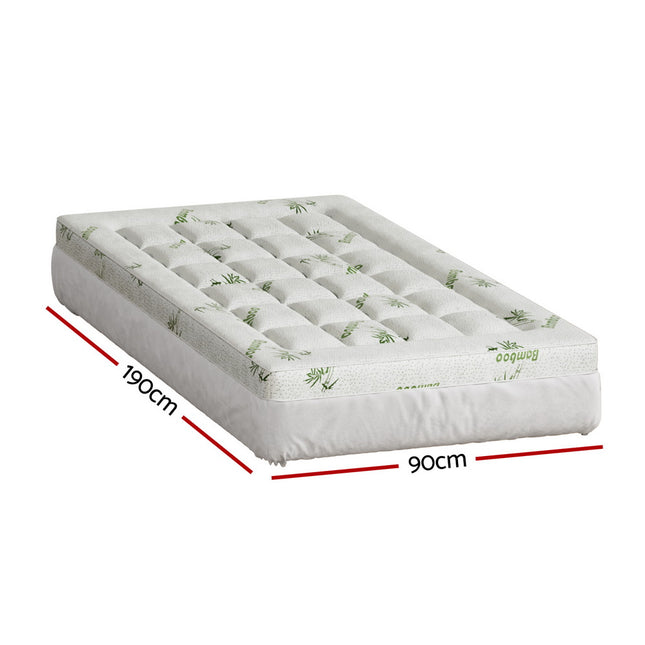 Giselle Bedding Pillowtop Mattress Topper 7.5cm Thick Bamboo Pad for Back Pain Relief Washable Skin-friendly Bed Protector with 45cm Deep Pocket Single 2