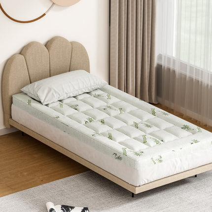 Giselle Bedding Pillowtop Mattress Topper 7.5cm Thick Bamboo Pad for Back Pain Relief Washable Skin-friendly Bed Protector with 45cm Deep Pocket Single 5