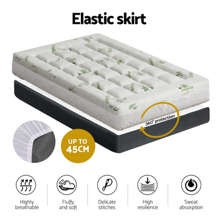 Giselle Bedding Pillowtop Mattress Topper 7.5cm Thick Bamboo Pad for Back Pain Relief Washable Skin-friendly Bed Protector with 45cm Deep Pocket Single 6