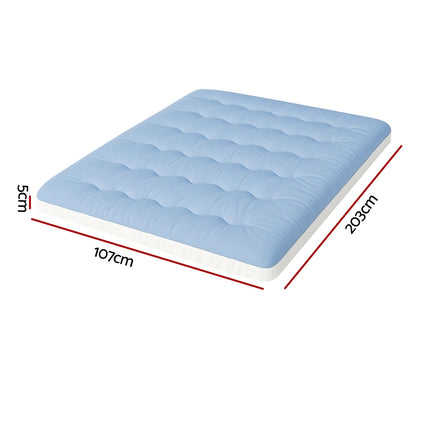 Giselle Bedding Pillowtop Mattress Topper 5cm Reversible Cooling & Soft Coral Fleece Pad for Back Pain Relief, Washable Skin-friendly Bed Protector with 45cm Deep Pocket King Single 2