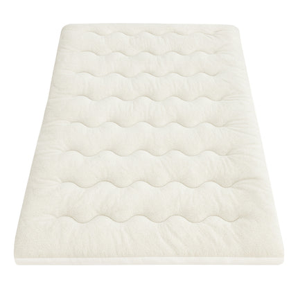 Giselle Bedding Pillowtop Mattress Topper 5cm Reversible Cooling & Soft Coral Fleece Pad for Back Pain Relief, Washable Skin-friendly Bed Protector with 45cm Deep Pocket King Single 3