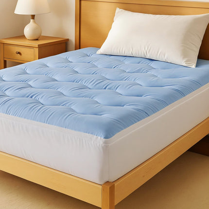 Giselle Bedding Pillowtop Mattress Topper 5cm Reversible Cooling & Soft Coral Fleece Pad for Back Pain Relief, Washable Skin-friendly Bed Protector with 45cm Deep Pocket King Single 7