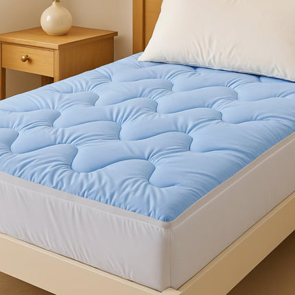 Giselle Bedding Pillowtop Mattress Topper 5cm Reversible Cooling & Soft Coral Fleece Pad for Back Pain Relief, Washable Skin-friendly Bed Protector with 45cm Deep Pocket Single 7