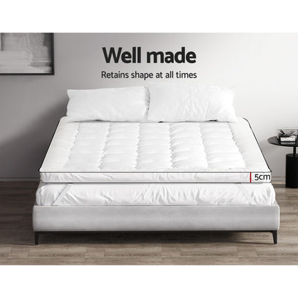 Giselle Bedding Pillowtop Mattress Topper 5cm Thick Mattress Pad for Back Pain Relief & Old Beds Machine Washable 500GSM Breathable Protector Double 6
