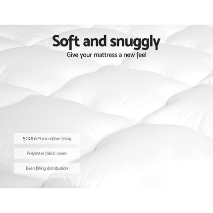 Giselle Bedding Pillowtop Mattress Topper 5cm Thick Mattress Pad for Back Pain Relief & Old Beds Machine Washable 500GSM Breathable Protector Single 3