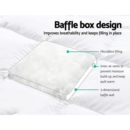 Giselle Bedding Pillowtop Mattress Topper 5cm Thick Pad for Back Pain Relief Washable Underlay Protector 1000GSM Microfibre Filling 45cm Deep Pocket King 4