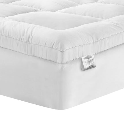 Giselle Bedding Pillowtop Mattress Topper 5cm Thick Pad for Back Pain Relief Washable Underlay Protector 1000GSM Microfibre Filling 45cm Deep Pocket King 7