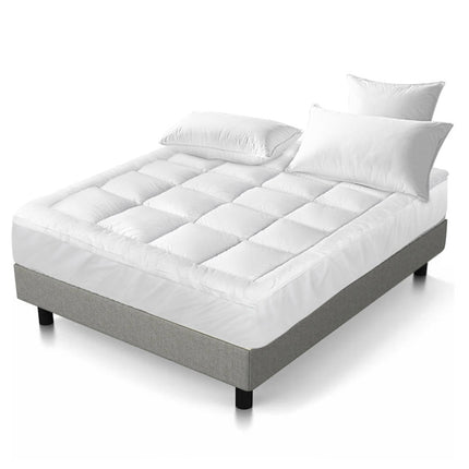 Giselle Bedding Pillowtop Mattress Topper 5cm Thick Pad for Back Pain Relief Washable Underlay Protector 1000GSM Microfibre Filling 45cm Deep Pocket King 8
