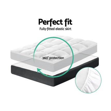 Giselle Bedding Pillowtop Mattress Topper 5cm Thick Pad for Back Pain Relief Washable Underlay Protector 1000GSM Microfibre Filling 45cm Deep Pocket King Single 6