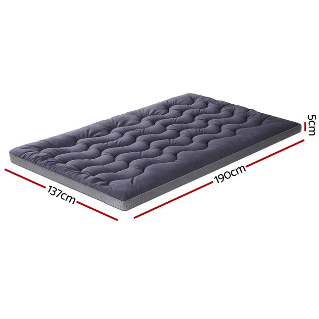 Giselle Bedding 5cm Pillowtop Topper Bamboo Polyester Blend Fibre Pad for Back Pain Relief Washable Overfilled Bed Protector 500GSM Double 2