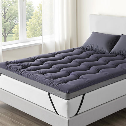 Giselle Bedding 5cm Pillowtop Topper Bamboo Polyester Blend Fibre Pad for Back Pain Relief Washable Overfilled Bed Protector 500GSM Double 7
