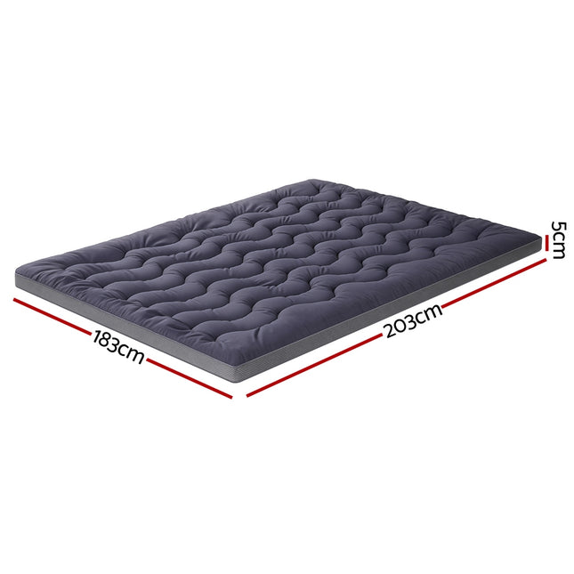 Giselle Bedding 5cm Pillowtop Topper Bamboo Polyester Blend Fibre Pad for Back Pain Relief Washable Overfilled Bed Protector 500GSM King 2