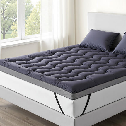 Giselle Bedding 5cm Pillowtop Topper Bamboo Polyester Blend Fibre Pad for Back Pain Relief Washable Overfilled Bed Protector 500GSM King 7