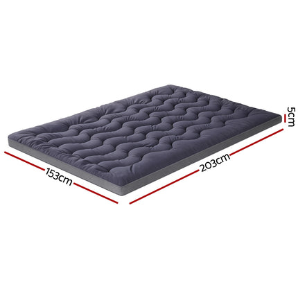 Giselle Bedding 5cm Pillowtop Topper Bamboo Polyester Blend Fibre Pad for Back Pain Relief Washable Overfilled Bed Protector 500GSM Queen 2