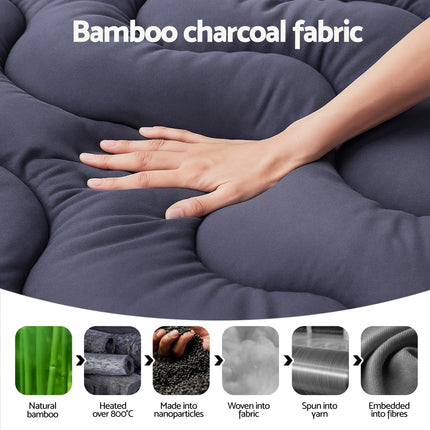 Giselle Bedding 5cm Pillowtop Topper Bamboo Polyester Blend Fibre Pad for Back Pain Relief Washable Overfilled Bed Protector 500GSM Queen 5