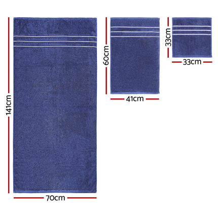 6 Pack Bath Towels Set Cotton Towel Navy 2