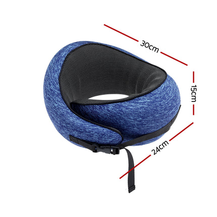 Wanderlite Travel Pillows for Airplanes Ergonomic Memory Foam Neck Pillow, Breathable & Washable Cover, Travel Bag Included, Airplane Pillow for Airplane, Car, Office and Home, Blue 2