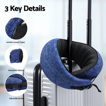 Wanderlite Travel Pillows for Airplanes Ergonomic Memory Foam Neck Pillow, Breathable & Washable Cover, Travel Bag Included, Airplane Pillow for Airplane, Car, Office and Home, Blue 8