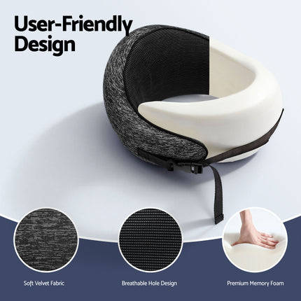 Wanderlite Travel Pillows for Airplanes Ergonomic Memory Foam Neck Pillow, Breathable & Washable Cover, Travel Bag Included, Airplane Pillow for Airplane, Car, Office and Home, Dark Grey 5