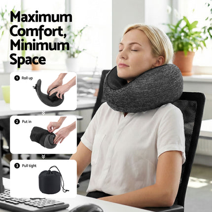 Wanderlite Travel Pillows for Airplanes Ergonomic Memory Foam Neck Pillow, Breathable & Washable Cover, Travel Bag Included, Airplane Pillow for Airplane, Car, Office and Home, Dark Grey 6