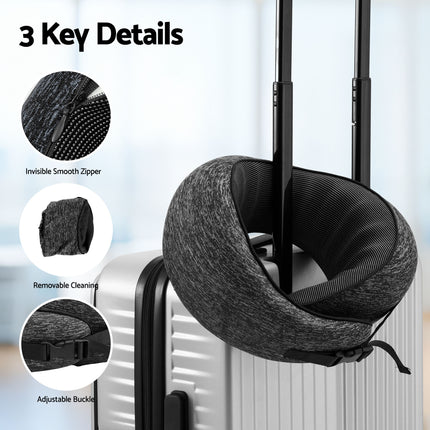 Wanderlite Travel Pillows for Airplanes Ergonomic Memory Foam Neck Pillow, Breathable & Washable Cover, Travel Bag Included, Airplane Pillow for Airplane, Car, Office and Home, Dark Grey 8