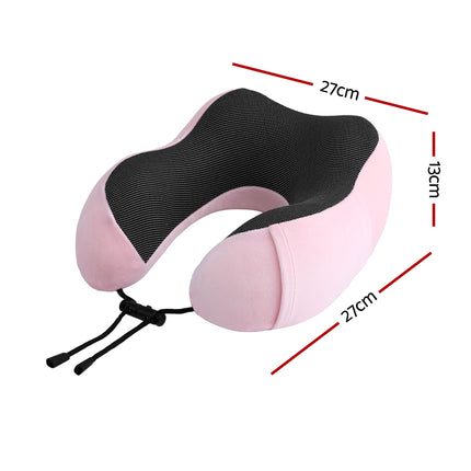 Wanderlite Travel Pillow for Airplanes Memory Foam Neck Pillows for Traveling, Soft & Washable Cover with Storage Bag, Portable Plane Accessories for Airplanes Offices Cars, Pink 2