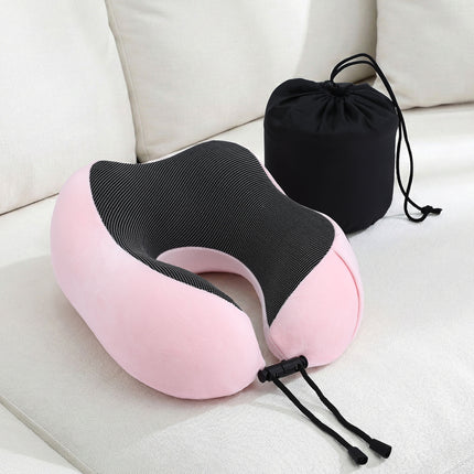 Wanderlite Travel Pillow for Airplanes Memory Foam Neck Pillows for Traveling, Soft & Washable Cover with Storage Bag, Portable Plane Accessories for Airplanes Offices Cars, Pink 10