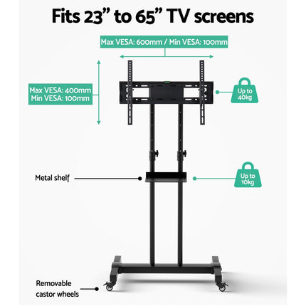 Artiss Mobile TV Stand for 23"-65" TVs Mount Bracket Portable Solid Trolley Cart 5