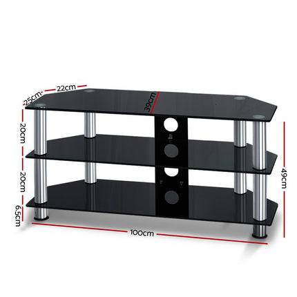 Artiss TV Stand 3 Tiers Storage Shelf Rack Tempered Glass Entertainment Unit 4