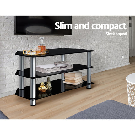 Artiss TV Stand 3 Tiers Storage Shelf Rack Tempered Glass Entertainment Unit 5