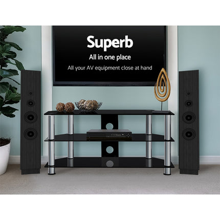 Artiss TV Stand 3 Tiers Storage Shelf Rack Tempered Glass Entertainment Unit 6