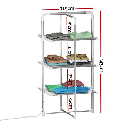 Devanti Electric Heated Towel Rail Rack 30 Bars Foldable Clothes Dry Warmer 2