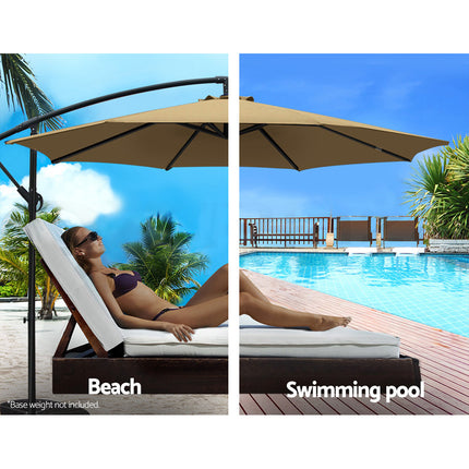 Instahut 3m Outdoor Umbrella Cantilever Beach Garden Patio Beige 4