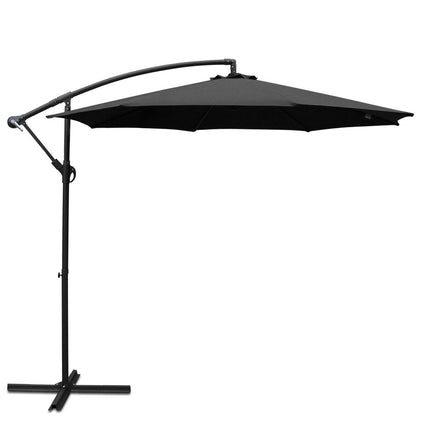 Instahut 3m Outdoor Umbrella Cantilever Beach Garden Patio Black 2