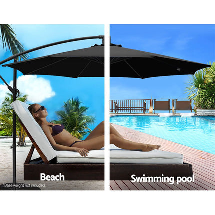 Instahut 3m Outdoor Umbrella Cantilever Beach Garden Patio Black 5