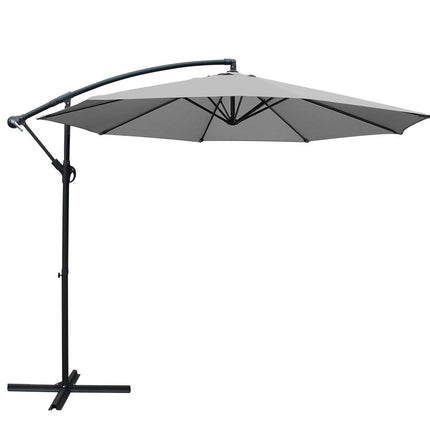 Instahut 3m Outdoor Umbrella Cantilever Beach Garden Patio Grey 2