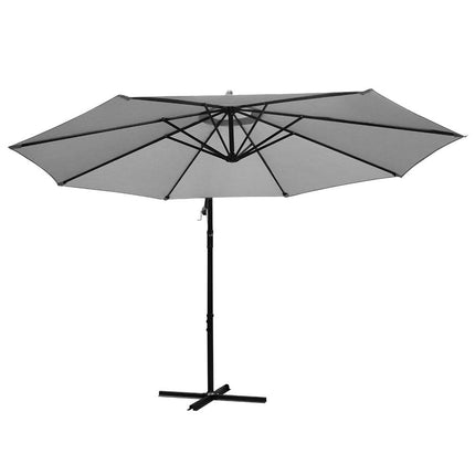 Instahut 3m Outdoor Umbrella Cantilever Beach Garden Patio Grey 4