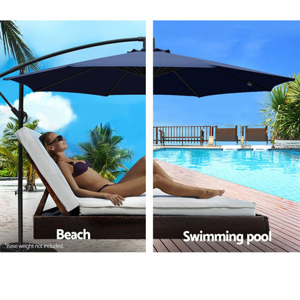 Instahut 3m Outdoor Umbrella Cantilever Beach Garden Patio Navy 5